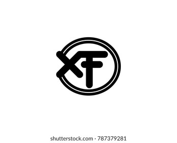 Initial letter logo xf lowercase in a black oval circle