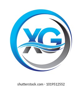 initial letter logo XG company name blue and grey color on circle and swoosh design. vector logotype for business and company identity.
