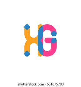 Initial letter logo XG overlapping round line, yellow blue magenta