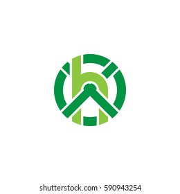initial letter logo xh, hx, h inside x rounded lowercase green flat