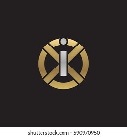 initial letter logo xi, ix, i inside x rounded lowercase logo gold silver