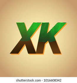 initial letter logo XK colored green and brown with striped composition, Vector logo design template elements for your business or company identity