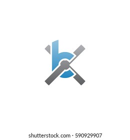 initial letter logo xk, kx, rounded lowercase blue gray