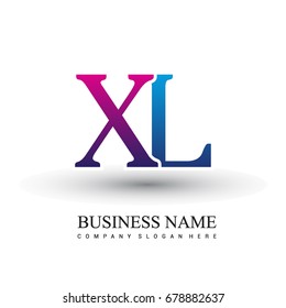 initial letter logo XL colored red and blue, Vector logo design for your business or company identity.