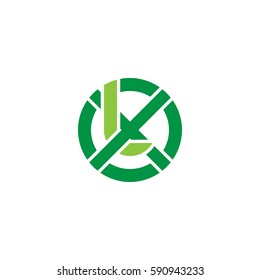 initial letter logo xl, lx, l inside x rounded lowercase green flat