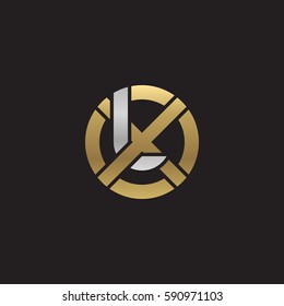 initial letter logo xl, lx, l inside x rounded lowercase logo gold silver