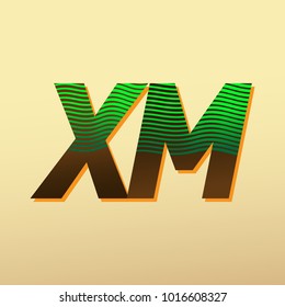initial letter logo XM colored green and brown with striped composition, Vector logo design template elements for your business or company identity