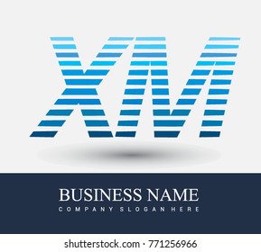initial letter logo XM colored blue with striped compotition, Vector logo design template elements for your business or company identity
