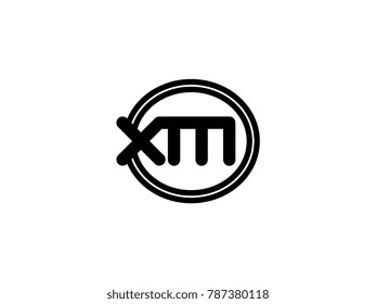Initial letter logo xm lowercase in a black oval circle