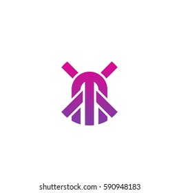 initial letter logo xm, mx, rounded lowercase purple pink