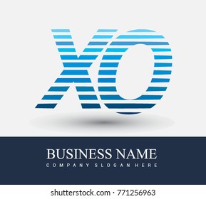 initial letter logo XO colored blue with striped compotition, Vector logo design template elements for your business or company identity
