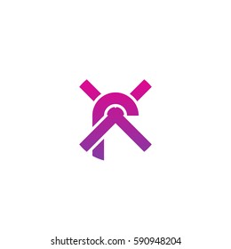 initial letter logo xr, rx, rounded lowercase purple pink