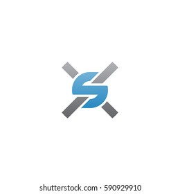 initial letter logo xs, sx, rounded lowercase blue gray