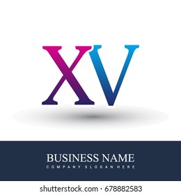 initial letter logo XV colored red and blue, Vector logo design for your business or company identity.
