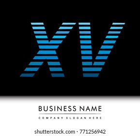initial letter logo XV colored blue with striped compotition, Vector logo design template elements for your business or company identity
