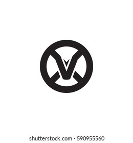 initial letter logo xv, vx, v inside x rounded lowercase black monogram