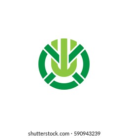 initial letter logo xw, wx, w inside x rounded lowercase green flat