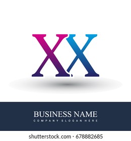initial letter logo XX colored red and blue, Vector logo design for your business or company identity.