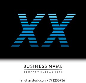 initial letter logo XX colored blue with striped compotition, Vector logo design template elements for your business or company identity
