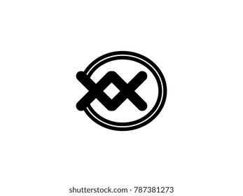 Initial letter logo xx lowercase in a black oval circle