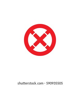 initial letter logo xx, x inside x rounded lowercase red flat