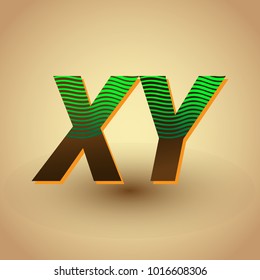 initial letter logo XY colored green and brown with striped composition, Vector logo design template elements for your business or company identity