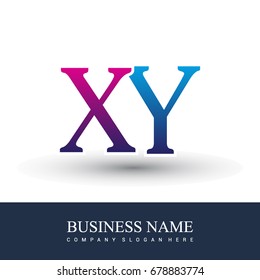 initial letter logo XY colored red and blue, Vector logo design for your business or company identity.