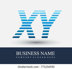 initial letter logo XY colored blue with striped compotition, Vector logo design template elements for your business or company identity
