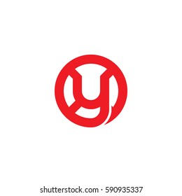 initial letter logo xy, yx, y inside x rounded lowercase red flat
