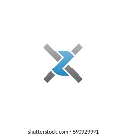 initial letter logo xz, zx, rounded lowercase blue gray