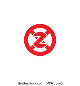initial letter logo xz, zx, z inside x rounded lowercase red flat