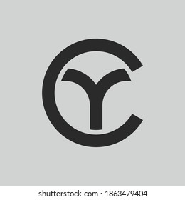 initial letter logo Y inside circle shape, CY, YC, Y inside C rounded upper case black monogram