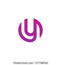 initial letter logo y inside circle shape, oy, yo, y inside o rounded lowercase purple pink