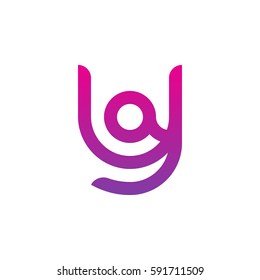 initial letter logo ya, ay, a inside y rounded lowercase purple pink