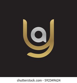 initial letter logo ya, ay, a inside y rounded lowercase logo gold silver