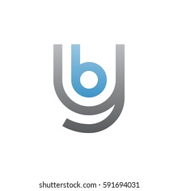 initial letter logo yb, by, b inside y rounded lowercase blue gray