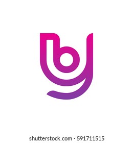 initial letter logo yb, by, b inside y rounded lowercase purple pink