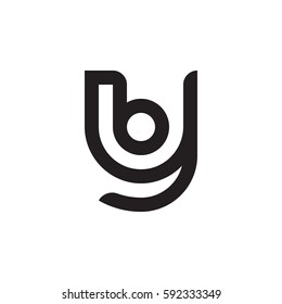 initial letter logo yb, by, b inside y rounded lowercase black monogram