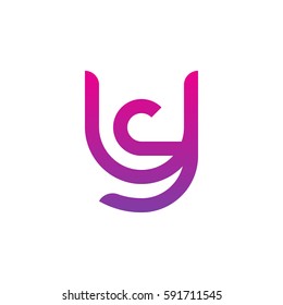 initial letter logo yc, cy, c inside y rounded lowercase purple pink