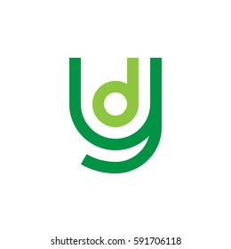 initial letter logo yd, dy, d inside y rounded lowercase green flat