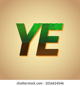 initial letter logo YE colored green and brown with striped composition, Vector logo design template elements for your business or company identity