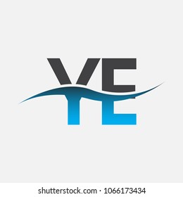 Initial letter logo YE company name blue and black color swoosh design. vector logotype for business and company identity.