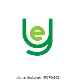 initial letter logo ye, ey, e inside y rounded lowercase green flat