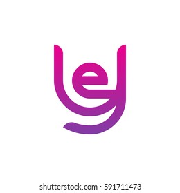 initial letter logo ye, ey, e inside y rounded lowercase purple pink