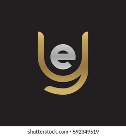initial letter logo ye, ey, e inside y rounded lowercase logo gold silver