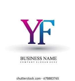 initial letter logo YF colored red and blue, Vector logo design for your business or company identity.