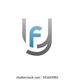 initial letter logo yf, fy, f inside y rounded lowercase blue gray