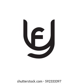 initial letter logo yf, fy, f inside y rounded lowercase black monogram