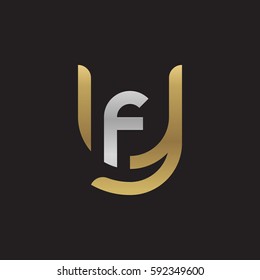 initial letter logo yf, fy, f inside y rounded lowercase logo gold silver
