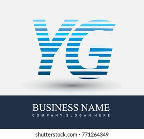 initial letter logo YG colored blue with striped compotition, Vector logo design template elements for your business or company identity

